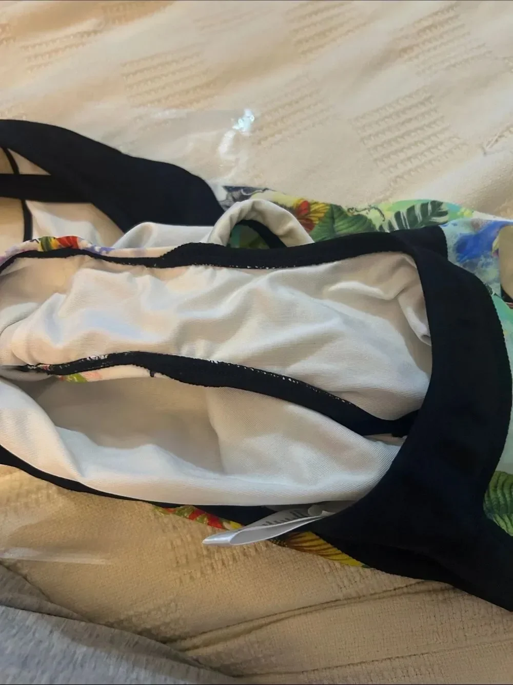 ATHLETA Floral Tropical One-Piece Swimsuit with Black Trim MEDIUM_8